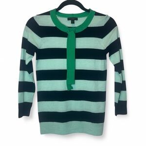 J‎ Crew Tippi Neck Tie Striped 100% Merino Wool Sweater Women XXS Coastal Boat